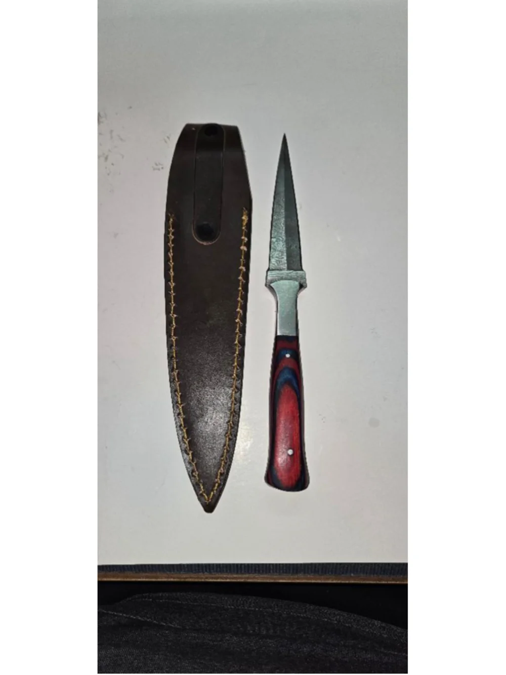 Custom Handmad Louis Martin Damascus Layered Knife Dagger w/ Sheath Double edge